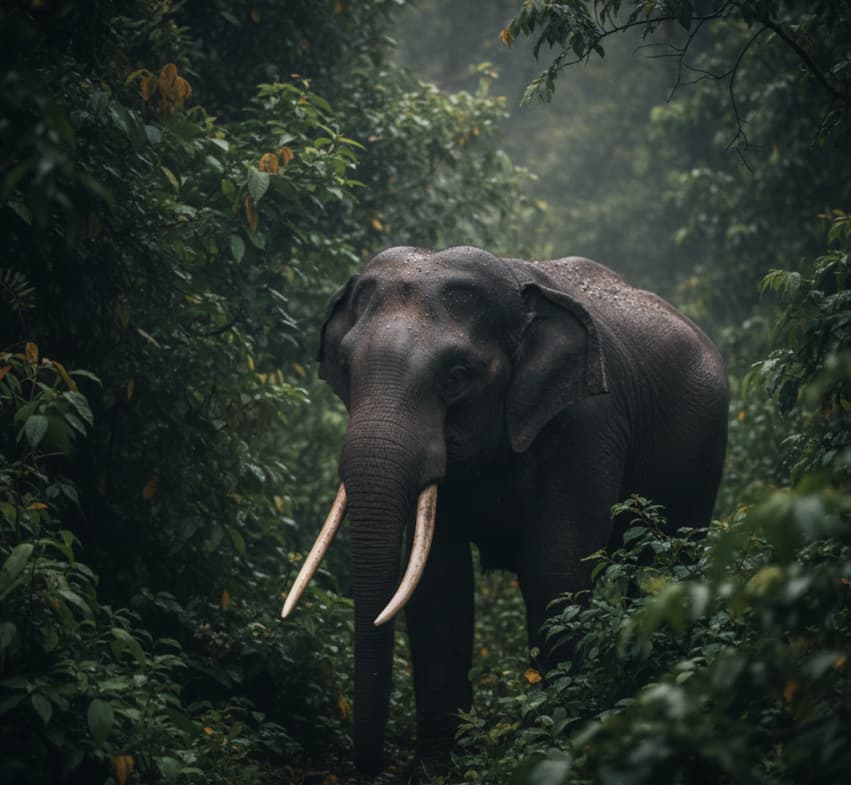 4 Days Gorilla Flying Adventure 1 An elusive forest elephant hidden in the thick undergrowth of Bwindi Impenetrable National Park.