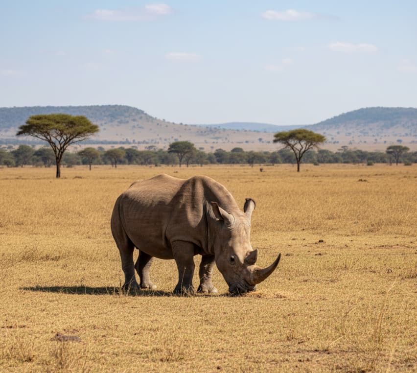 4 Days Samburu-Sweet Waters (Ol Pejeta) 3 Southern white rhino grazing in Ol Pejeta Conservancy (Sweetwaters), Kenya.