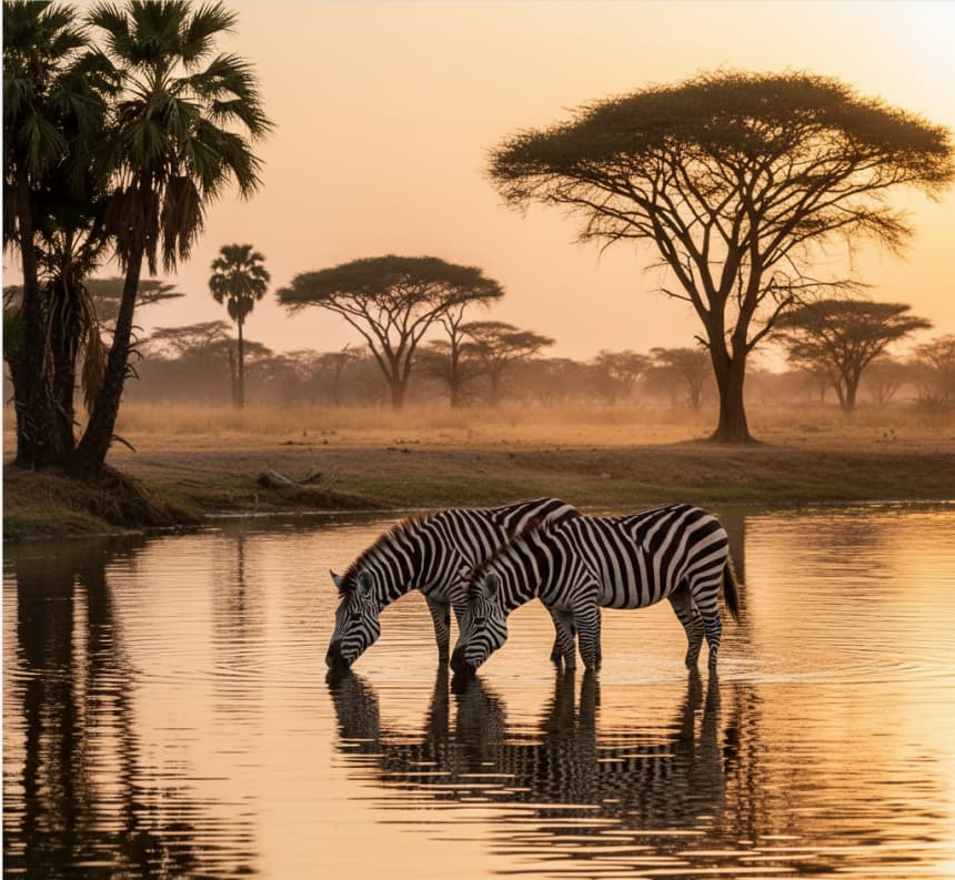 Grevy’s zebra drinking at the Ewaso Ng’iro River in Samburu.