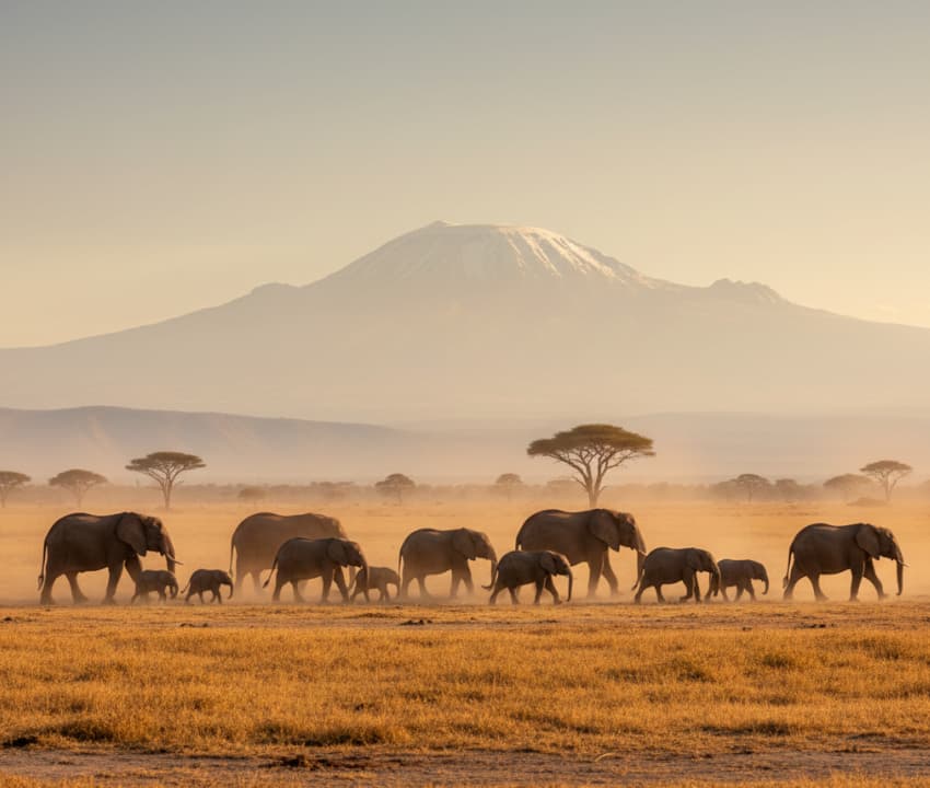 A herd of elephants walking across a natural savannah landscape.