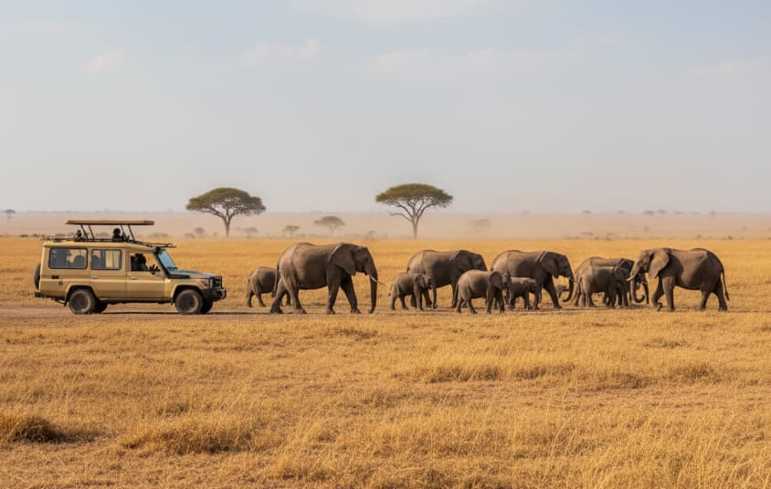 2 Days Masai Mara Flying Package 4 Safari plane at a Masai Mara airstrip with a guide and 4×4 Land Cruiser ready for guest transfers.