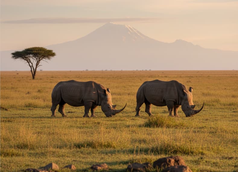 White rhinos grazing at Ol Pejeta Conservancy