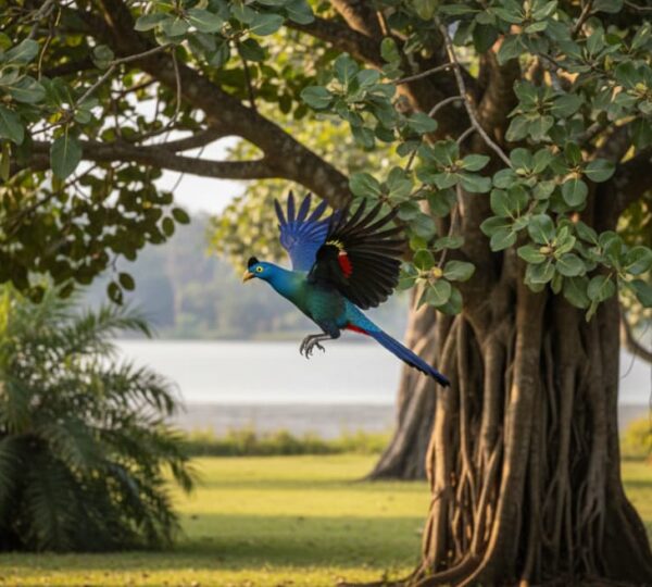 Great Blue Turaco in Entebbe Botanical Gardens Uganda