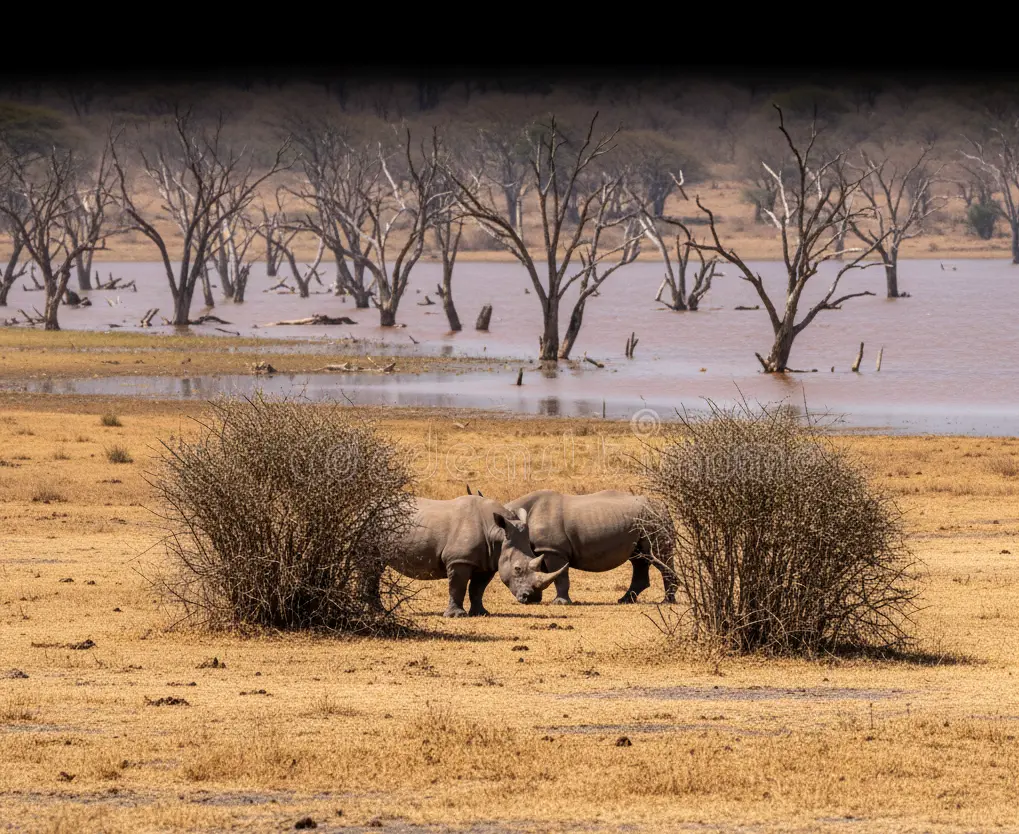 The dry Naishi Plains in 2026, now the primary habitat for Rhinos in Lake Nakuru National Park due to flooding.