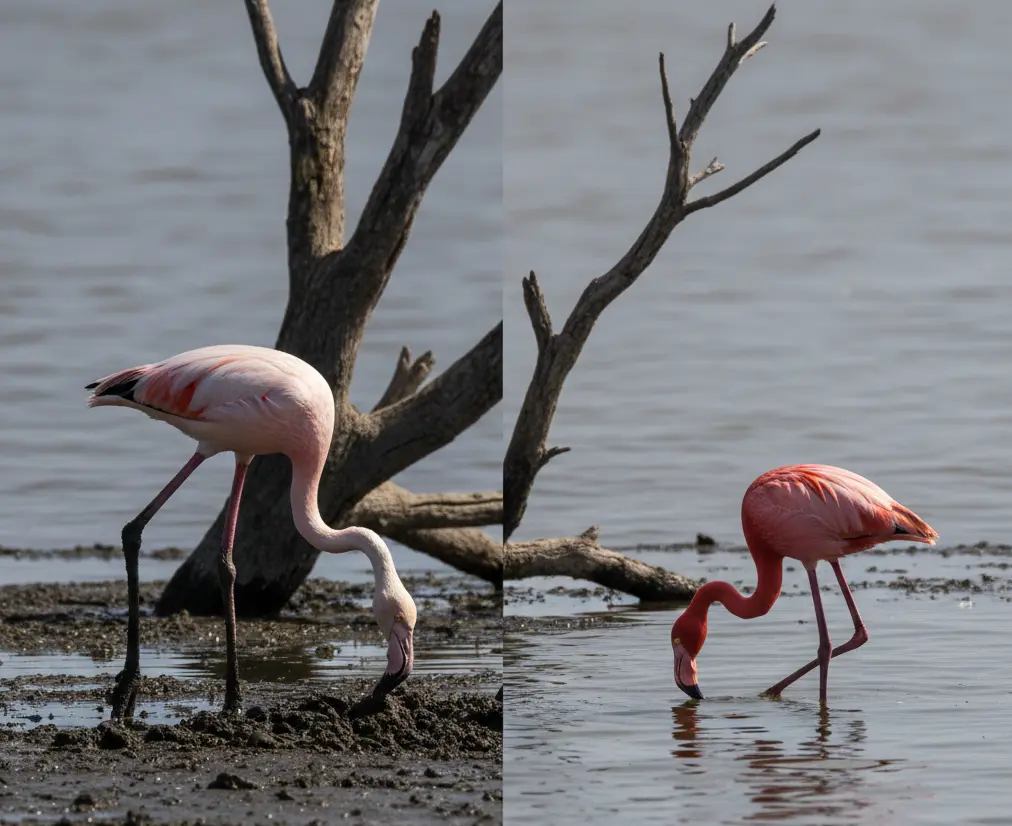 Flamingos in Lake Nakuru 2026: The Honest Insider Guide 3 Comparison of Lesser and Greater Flamingo bill structures and plumage in Lake Nakuru 2026