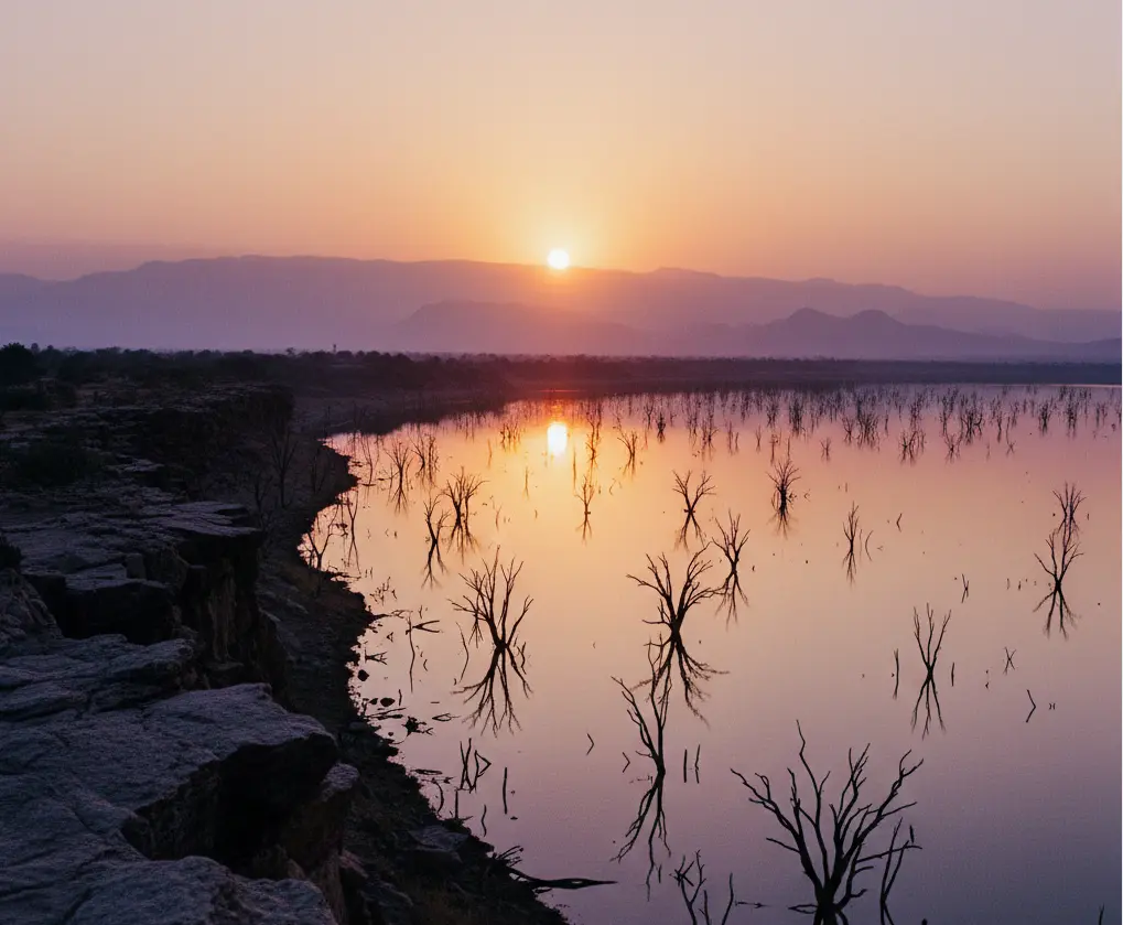 Cinematic sunset over the Rift Valley from the Out of Africa lookout in 2026.