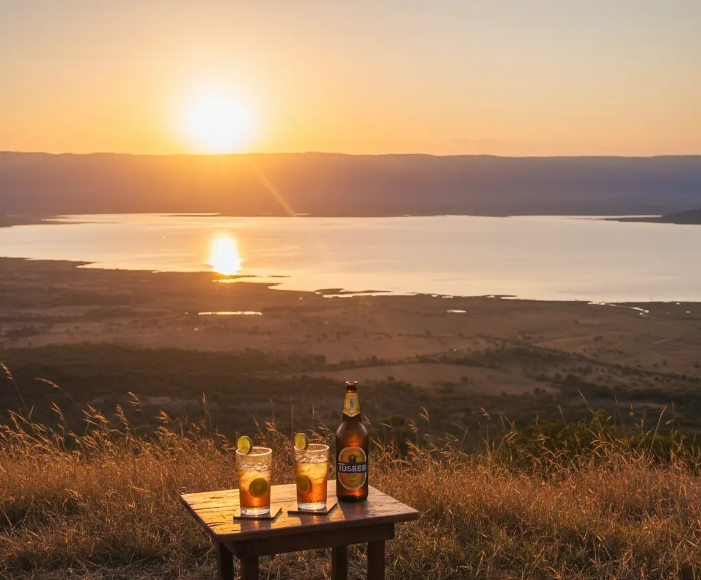 Sunset sundowners at the Out of Africa lookout over Lake Nakuru National Park.