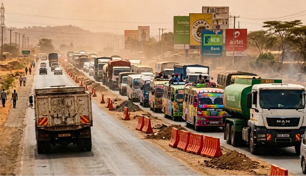 Traffic congestion and highway construction on the Rironi-Mau Summit road 2026