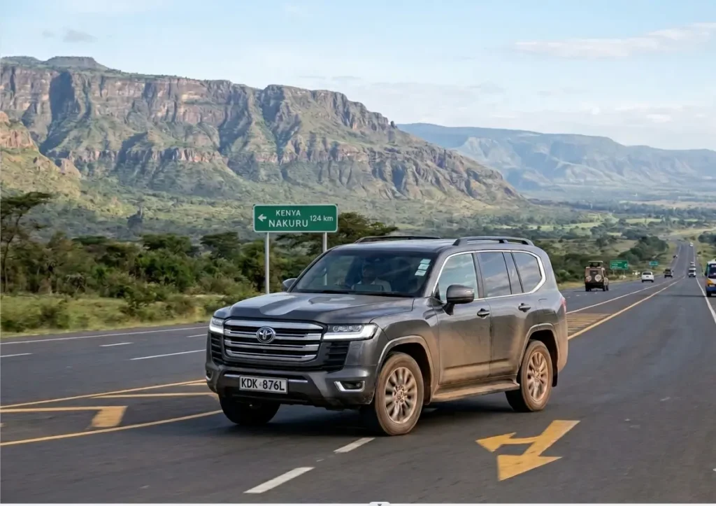 17 Fun Things to Do in Nakuru 2026: An Operator’s Ground Report (Beyond the Safari) 8 A safari vehicle navigating the highway from Nairobi to Nakuru.