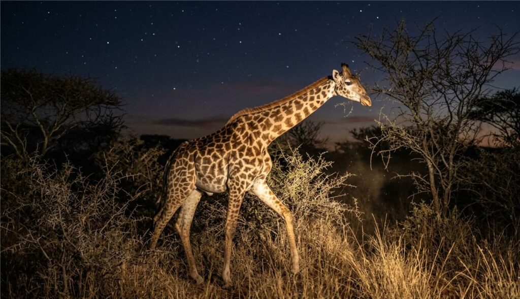5 Best Lake Nakuru Lodges for Wildlife Photography: A 2026 Pro-Lens & Logistical Comparison 7 Nocturnal giraffe photography in Soysambu Conservancy near Mbweha Camp in 2026.
