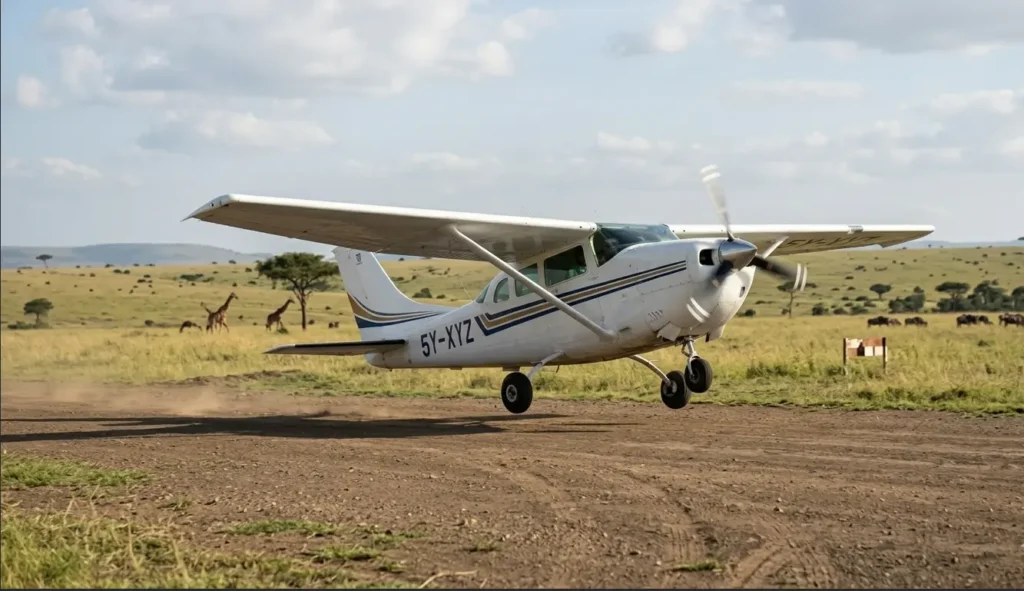 Masai Mara Private Charter Flights 2026: No Queue, No Limit 2 Private charter aircraft departing from Musiara Airstrip for a direct flight to Wilson Airport Nairobi