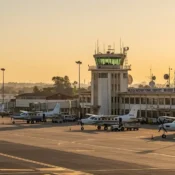 Light aircraft parked at Wilson Airport Nairobi terminal